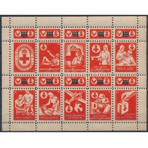 1918 Vöröskereszt segélybélyeg kisív / charity stamp mini sheet