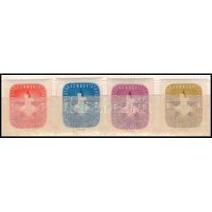 1946 A Magyar Kommunista Párt III. kongresszusa 4 darabos propaganda bélyeg sorozat eredeti tokban ...