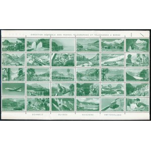 Svájc tájak levélzáró 30-as ívdarab / Swiss landscapes labels sheet of 30