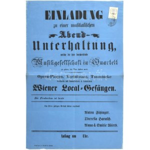 1854 Pozsony, Pressburg hirdetmény 1854 zöld/kék 1kr hirdeménybélyeggel / 1 kr blue/green announcement stamp (140 000...
