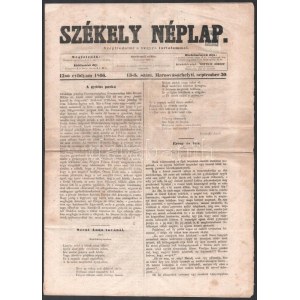 1866 Székely néplap 1 kr hírlapilletékkel ellátott lapra nyomtatva
