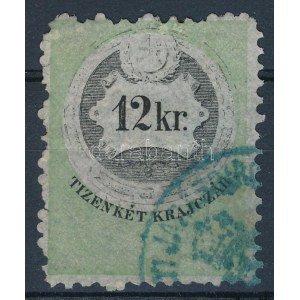 1870 12kr hártya papíron, elkopott levél és erezet / on thin paper, plate flaw