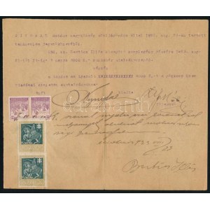 1923 Kivonat 2x20f postabélyeggel + 2x40K illetékbélyeggel illetékelve.