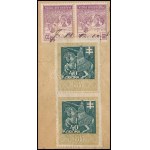 1923 Kivonat 2x20f postabélyeggel + 2x40K illetékbélyeggel illetékelve.