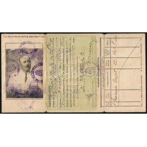 1933 Fényképes vadászjegy, kissé foltos
