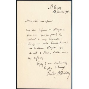 1894 Émile Ollivier (1825-1913) francia miniszterelnök, Liszt Ferenc vejének autográf levele ...