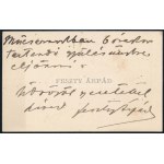 cca 1900 Feszty Árpád (1856-1914) saját kezű sorai, Kedves Barátom megszólítással, saját kezű aláírásával...