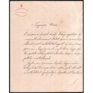 1908 A király személye körüli miniszteri hivataltól érkezett levél a Törley családnak...