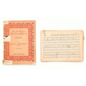 Dohnányi Ernő (1877-1960) zeneszerő autográf kottái 21, nagyrészt kétoldalas lap. + Dohnányi, Ernst von...