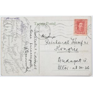 1926 BEAC Kanári-szigeteki túrájának résztvevői által aláírt képeslap (Pluhár István, Stoffián János, Szántó, Kovács...