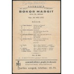 1937 Szeged, Bokor Margit ária és dalestjének műsora a művész autográf aláírásával ...