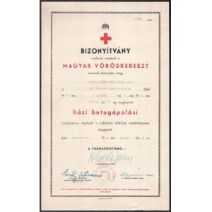 1943 vitéz Horthy Istvánné Edelsheim-Gyulai Ilona (1918-2013) aláírása egy vöröskeresztes bizonyítványon...