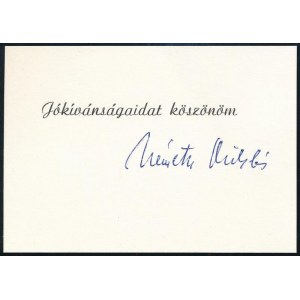 1987 Németh Miklós közgazdász, leendő miniszterelnök által aláírt köszönőkártya