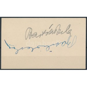 Bartók Béla és Basilides Mária autográf aláírása Győry Béla zenepedagógus névjegyén
