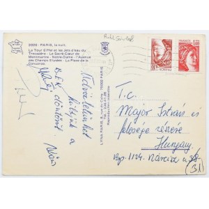 Puhl Sándor (1955-2021) labdarúgó-játékvezető aláírása képeslapon