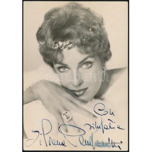 Silvana Pampanini (1925-2016) olasz színésznő, rendező, énekesnő autográf aláírása őt ábrázoló fotón...