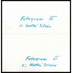 Katkó István (?- ): Fotogram III. és VI., 2 db hátoldalán feliratozott fotóművészeti alkotás...