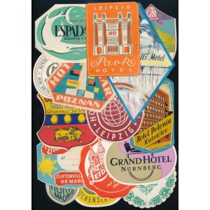 150 db Hotelcímke az 1950-70-es évekből, benne angol, francia, német, lengyel, spanyol, orosz, stb szállodákkal. ...