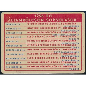 1956 Államkölcsön fém reklámos kártyanaptár 7x9,5 cm