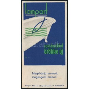 Lampart zománckád örökké új számolócédula, Irsai István (1896-1968) grafikája