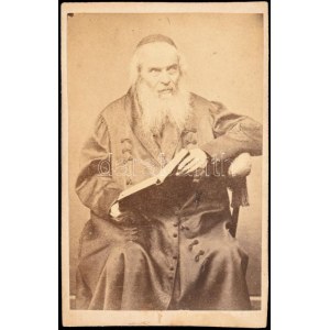 cca 1870 Rabbi fotója vizitkártya, hátoldal sérült / Photo of rabbi, backside damaged 6x9 cm