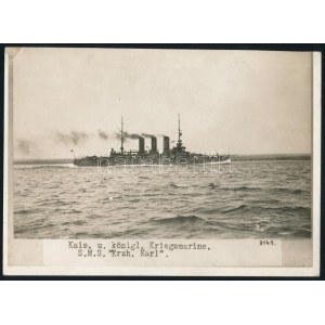 cca 1914-1918 SMS Erzherzog Karl, az Osztrák-Magyar Császári és Királyi Haditengerészet (K.u.K. Kriegsmarine...