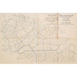 1912 Wien-Prag és Wien-Tetschen közt közlekedő mozgóposták irányítási ábrája, 94×64 cm