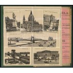 cca 1896 Budapest nevezetességeit bemutató leporelló, feliratozva, hátoldalában Szilágyi Béla könyv...