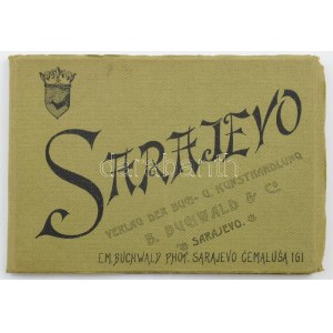 cca 1900 Sarajevo. Sarajevo, B. Bichwald &Co, német nyelvű, leporelló 16 fekete-fehér fotóval. Kiadói papírborítékban...
