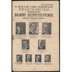 1928 A Magyar Úszó Egyesület nemzetközi bajnoki úszóversenyének képes programja