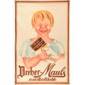 cca 1920-1930 Dreher-Maul csokoládé, színes litografált reklám plakát, Bp., én., Magyar és Kämpfner Litográfia-ny....