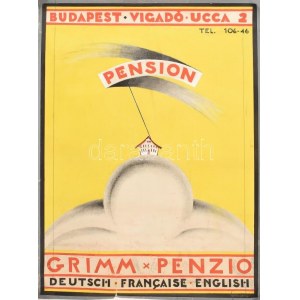 cca 1930-1935 Grimm Penzio, Deutsch Francaise English Budapest Vigadó ucca 2. Tel. 106-46, jelzett (Galambos (Margit)...