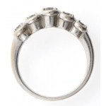 Arany (Au/14k) Női Art Deco fazonú gyűrű 5 darab brillel (cca. 0,7ct) ékítve, jelzett, bruttó:5,5g, m...