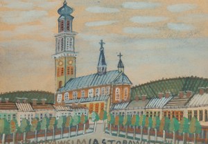 Nikifor Krynicki (1895 Krynica - 1968 Folusz), Widok na kościół
