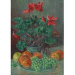 Kazimierz BOROWSKI (1877-1966), Martwa natura z kwiatami i owocami, 1943