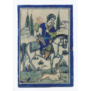 Bliski wschód - Persja ?, Plakieta ceramiczna z jeźdźcem - łucznikiem