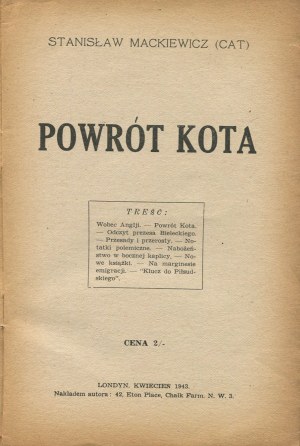 CAT-MACKIEWICZ Stanisław - Powrót Kota [Londyn 1943]