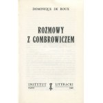 ROUX Dominique de - Rozmowy z Gombrowiczem [wydanie pierwsze Paryż 1969]