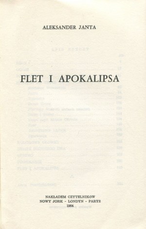 JANTA Aleksander - Flet i apokalipsa [wydanie pierwsze 1964] [okł. Anatol Girs]