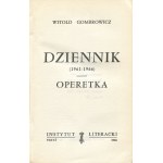 GOMBROWICZ Witold - Dziennik 1961-1966. Operetka [wydanie pierwsze Paryż 1966]