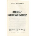 MIEROSZEWSKI Juliusz - Materials for reflection and reverie [first edition Paris 1976].