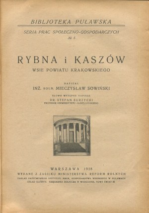 SOWIŃSKI Mieczysław - Rybna i Kaszów, wsie powiatu krakowskiego [1928]