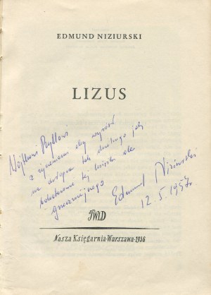 NIZIURSKI Edmund - Lizus [1959] [AUTOGRAF I DEDYKACJA]