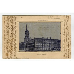 [Postkarte aus Seidenstoff] Warschau. b. Königliches Schloss [ca. 1900].