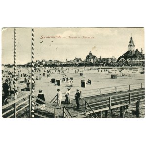 [pocztówka] ŚWINOUJŚCIE. Swinemünde. Strand u. Kurhaus (Plaża i Dom Zdrojowy) [1917]