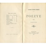 PRZERWA-TETMAJER Kazimierz - Poezye [set of 4 volumes] [1900-1902] [publisher's binding].