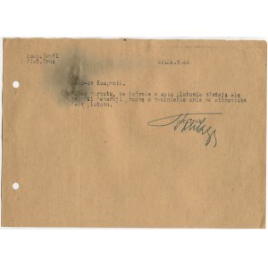 [Warsaw Uprising] Battalion Milosz - platoon Truk. Request to the commander of the Bradl company to be relieved from the post of platoon commander dated 24.09.1944 [with the signature of Kurt Tomala a.k.a. Truk].
