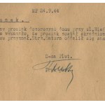 [Warsaw Uprising] Battalion Milosz - platoon Truk. Report on the stolen piglet of the caretaker dated 24.09.1944 [with signature of Kurt Tomala a.k.a. Truk].