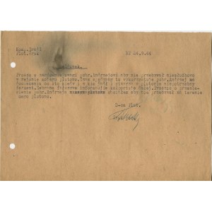 [Warsaw Uprising] Battalion Milosz - platoon Truk. Report on inappropriate behavior of Pchr. Andrzej dated 24.09.1944 [with signature of Kurt Tomala a.k.a. Truk].