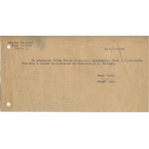 [Warsaw Uprising] Battalion Milosz - company Bradl. Transfer of women liaison officers dated 26.09.1944 [with signature of Kazimierz Leski a.k.a. Bradl].